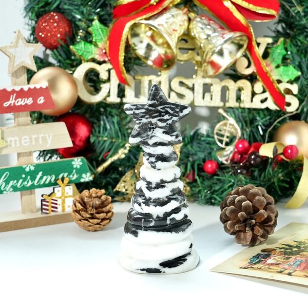 Black And White Zebra Jasper Christmas Tree - Image 3